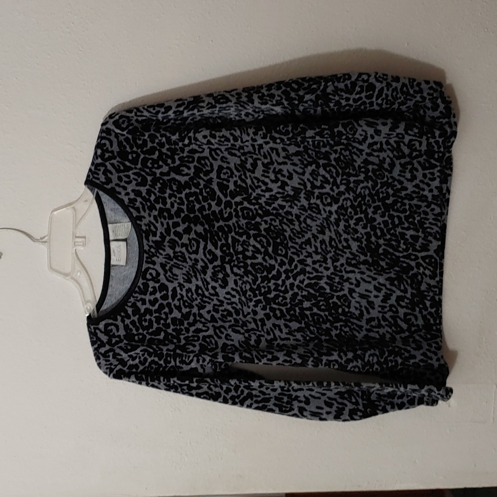 Erika Women's Size Small Velour Leopard Print Long Sleeve Top
